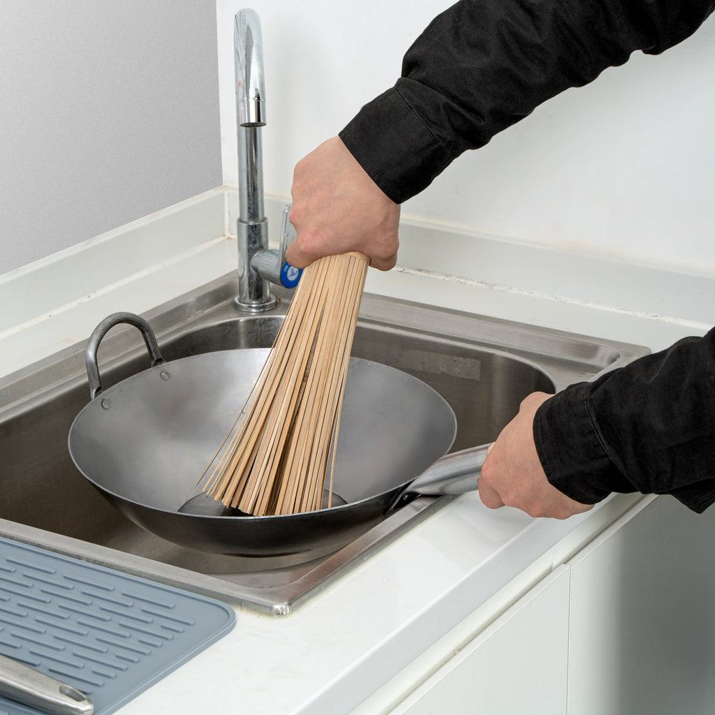 Motomori Natural Bamboo Wok Brush - 11" - 10 count box