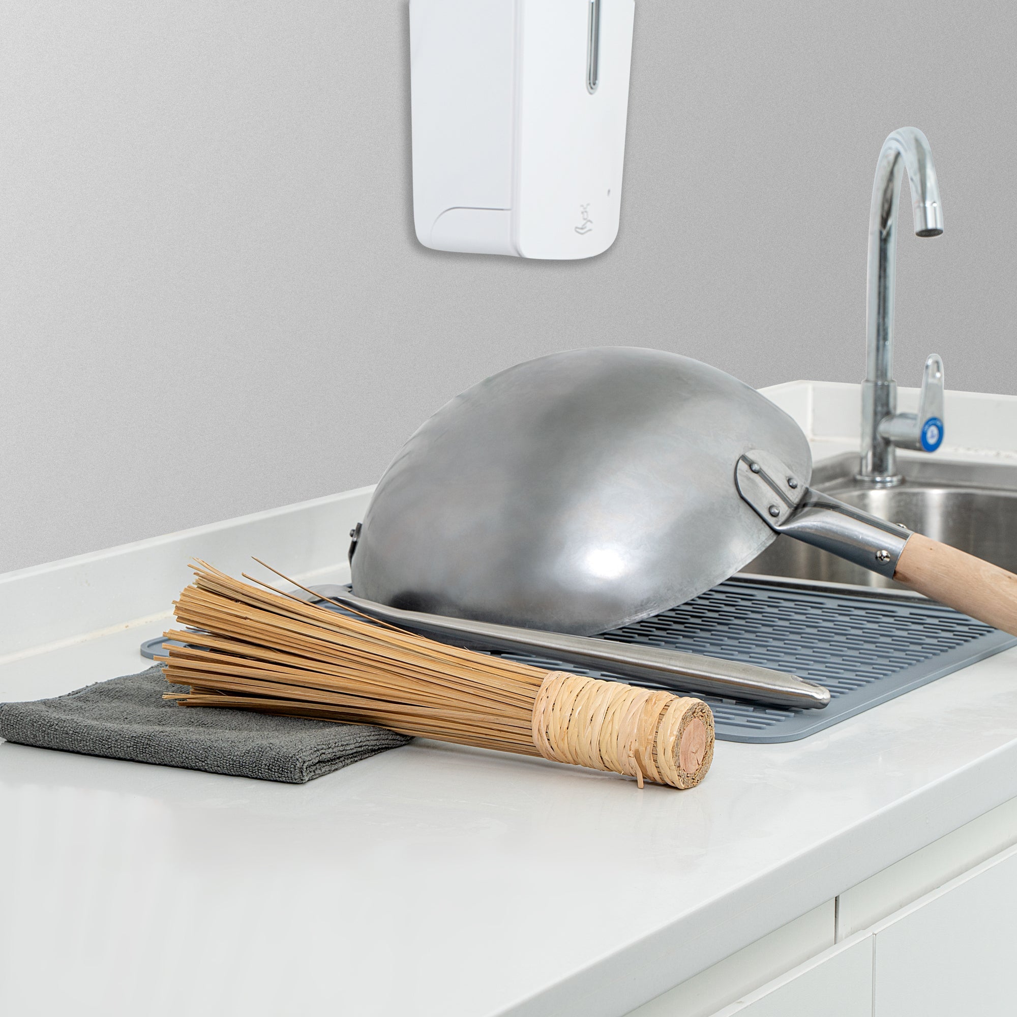 Motomori Natural Bamboo Wok Brush - 11" - 10 count box