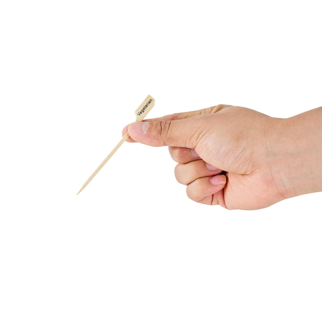 RW Smart Natural Bamboo Paddle Pick / Food Marker - Vegetarian - 4" - 1000 count box