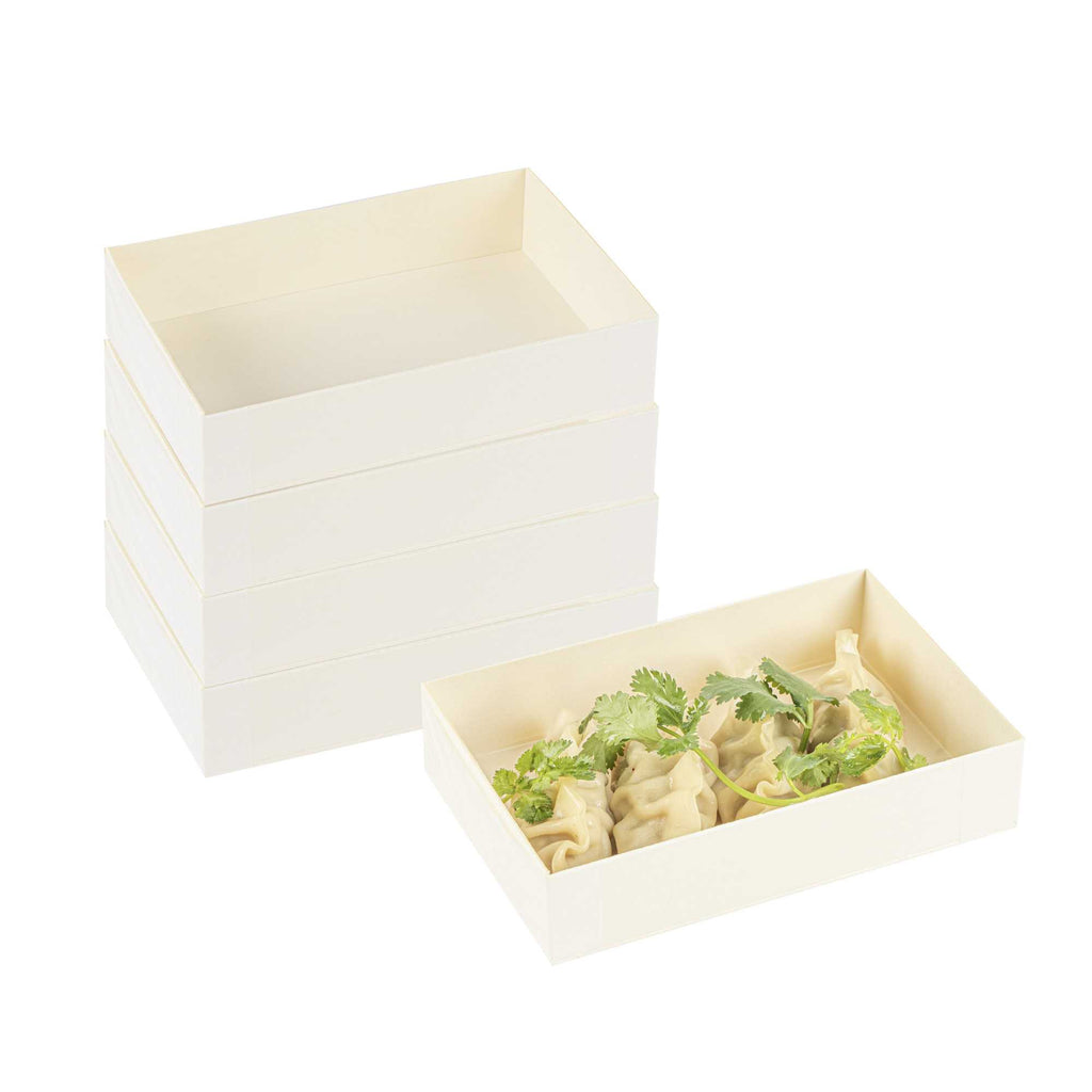 Taipei 25 oz Rectangle Natural Poplar Bento Box - 7" x 4 1/2" x 1 1/2" - 10 count box