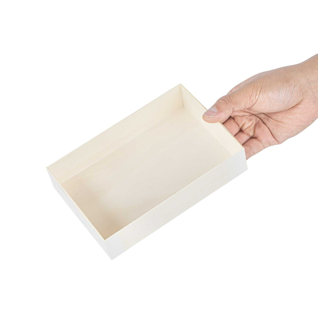 Taipei 25 oz Rectangle Natural Poplar Bento Box - 7" x 4 1/2" x 1 1/2" - 10 count box