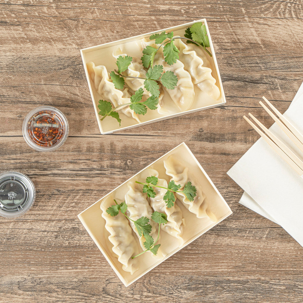Taipei 25 oz Rectangle Natural Poplar Bento Box - 7" x 4 1/2" x 1 1/2" - 100 count box