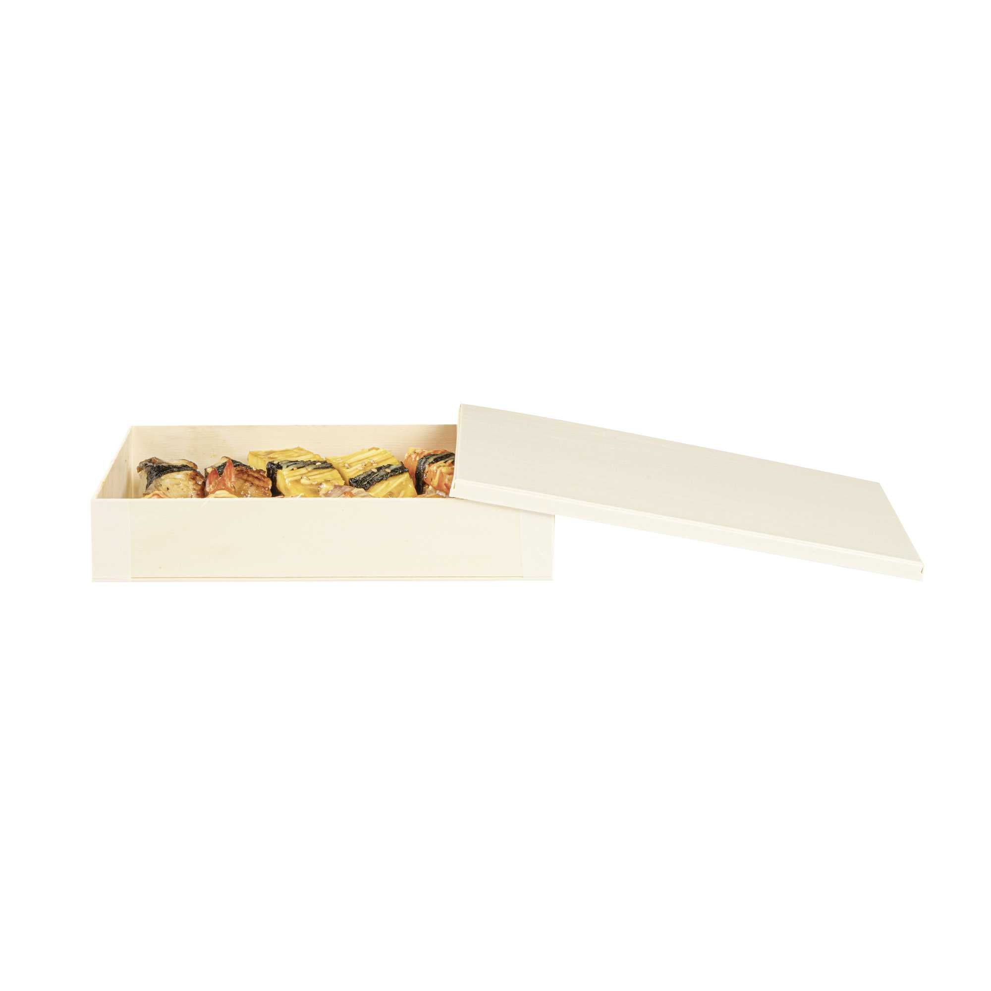 Taipei Rectangle Natural Poplar Lid - Fits 31 oz Bento Box - 10 count box