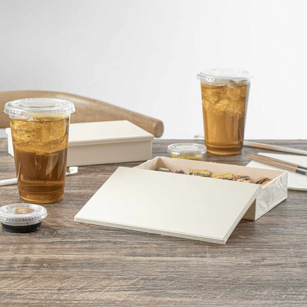 Taipei Rectangle Natural Poplar Lid - Fits 31 oz Bento Box - 10 count box