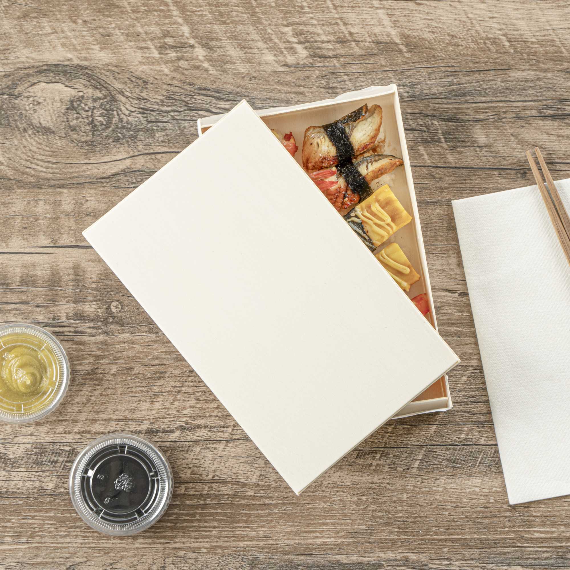 Taipei Rectangle Natural Poplar Lid - Fits 31 oz Bento Box - 10 count box