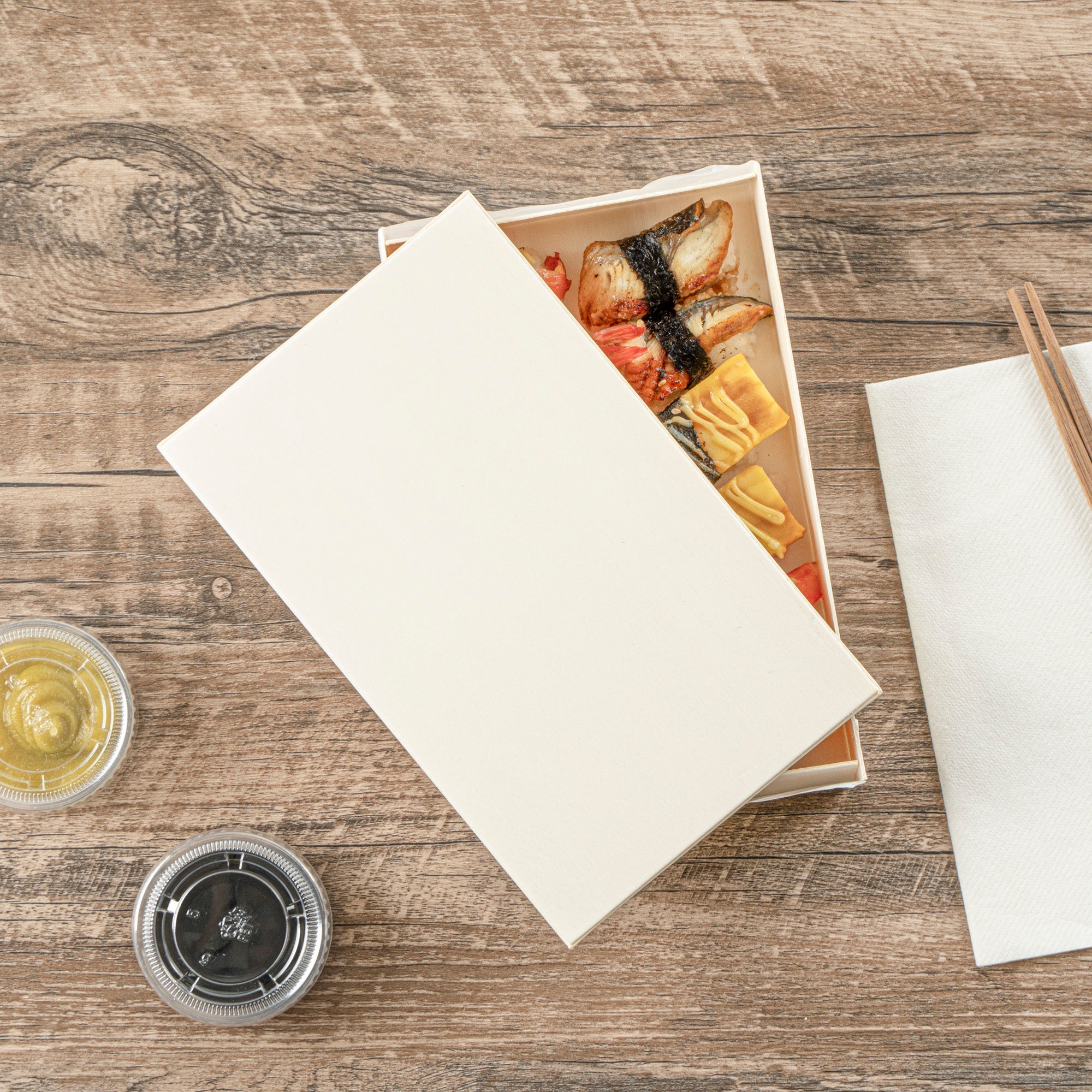 Taipei Rectangle Natural Poplar Lid - Fits 31 oz Bento Box - 100 count box