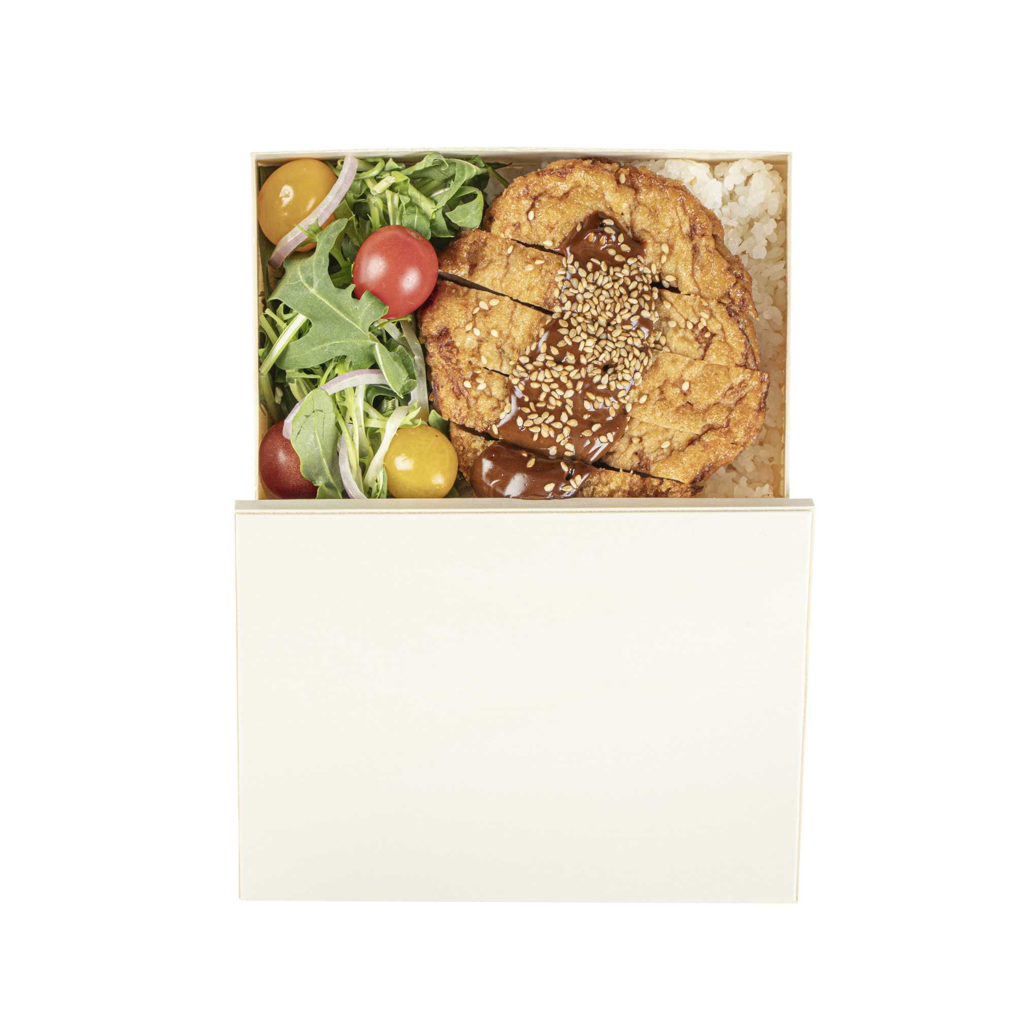 Taipei Rectangle Natural Poplar Lid - Fits 24 oz Bento Box - 10 count box