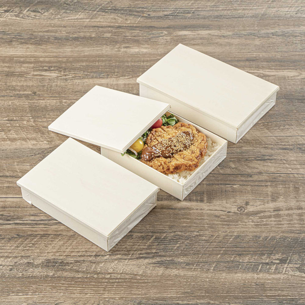 Taipei Rectangle Natural Poplar Lid - Fits 24 oz Bento Box - 10 count box