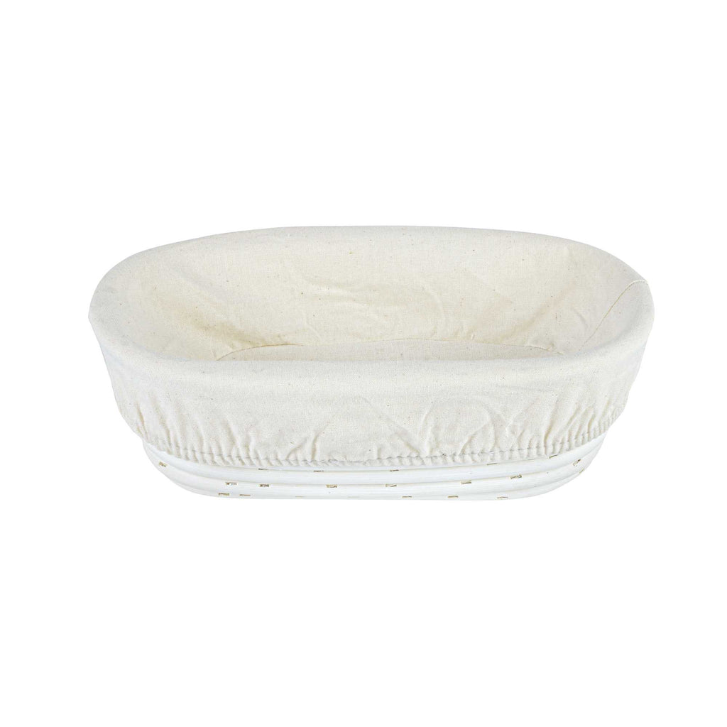 Pastry Tek Rattan Oval Natural Banneton Proofing Basket - with 2 Cotton Liners - 9 3/4" x 6" x 3" - 1 count box