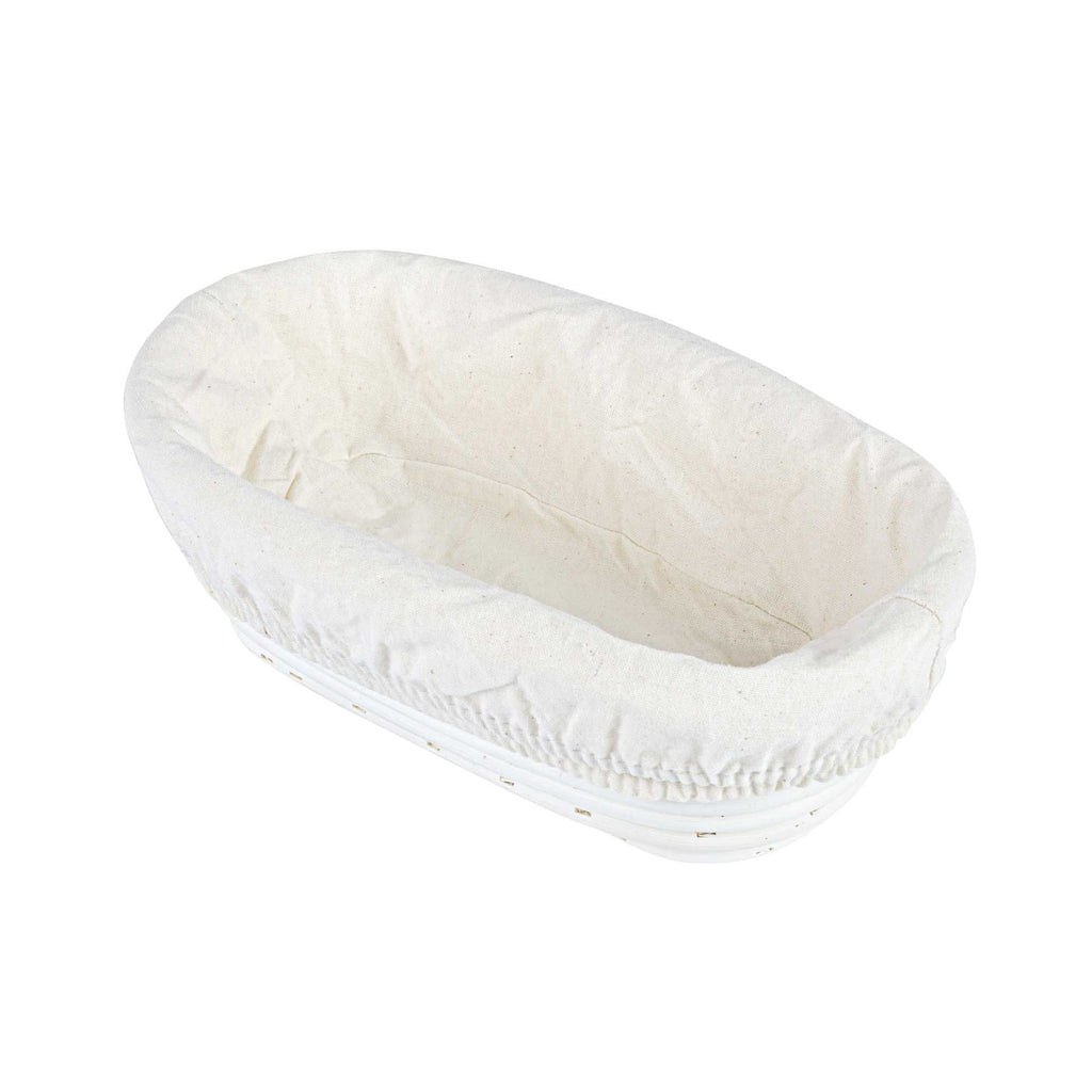 Pastry Tek Rattan Oval Natural Banneton Proofing Basket - with 2 Cotton Liners - 9 3/4" x 6" x 3" - 10 count box