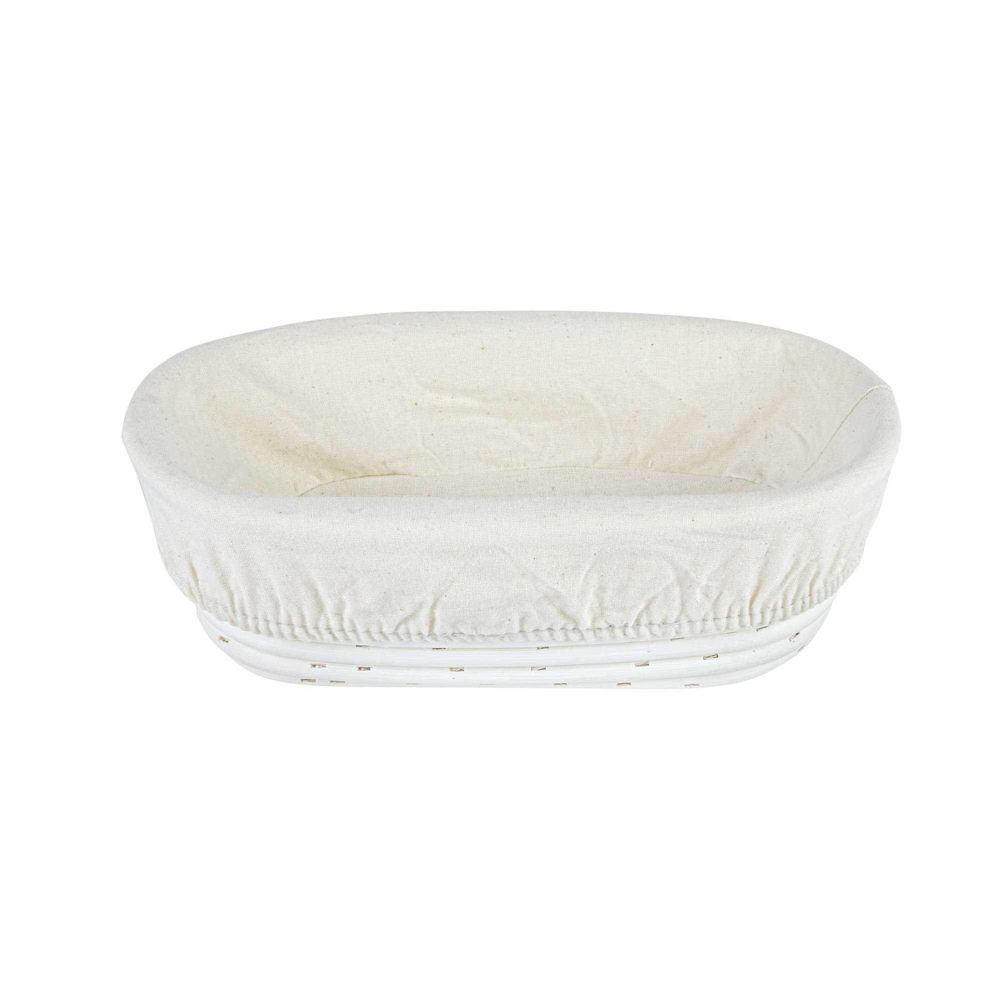 Pastry Tek Rattan Oval Natural Banneton Proofing Basket - with 2 Cotton Liners - 9 3/4" x 6" x 3" - 10 count box