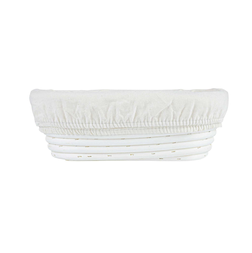 Pastry Tek Rattan Oval Natural Banneton Proofing Basket - with 2 Cotton Liners - 9 3/4" x 6" x 3" - 10 count box