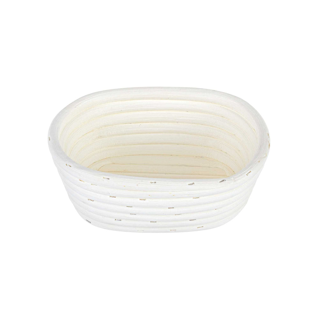 Pastry Tek Rattan Oval Natural Banneton Proofing Basket - with 2 Cotton Liners - 6 3/4" x 4 3/4" x 3 1/4" - 10 count box