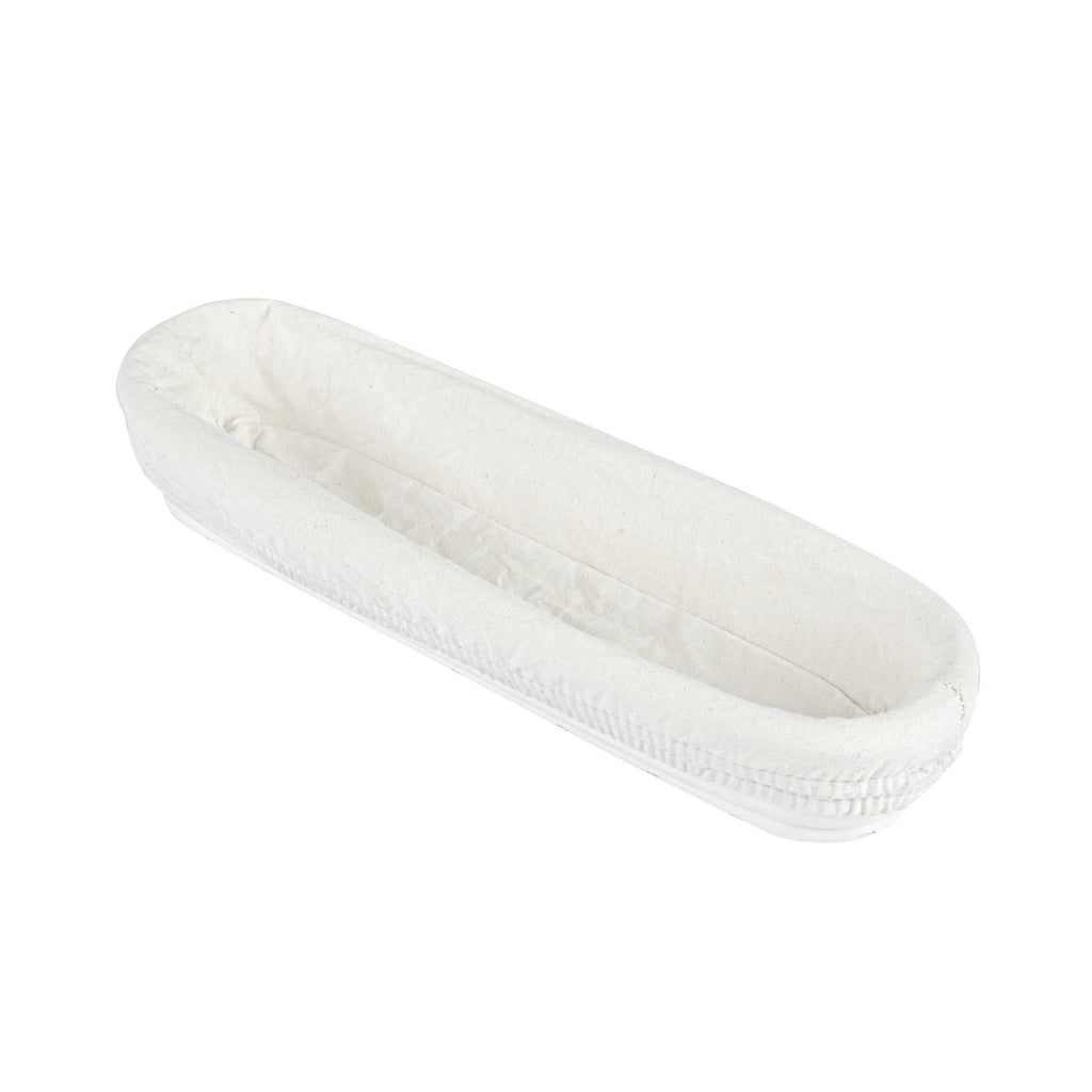 Pastry Tek Rattan Long Oval Natural Banneton Proofing Basket - with 2 Cotton Liners - 13 1/2" x 4" x 2 1/4" - 1 count box