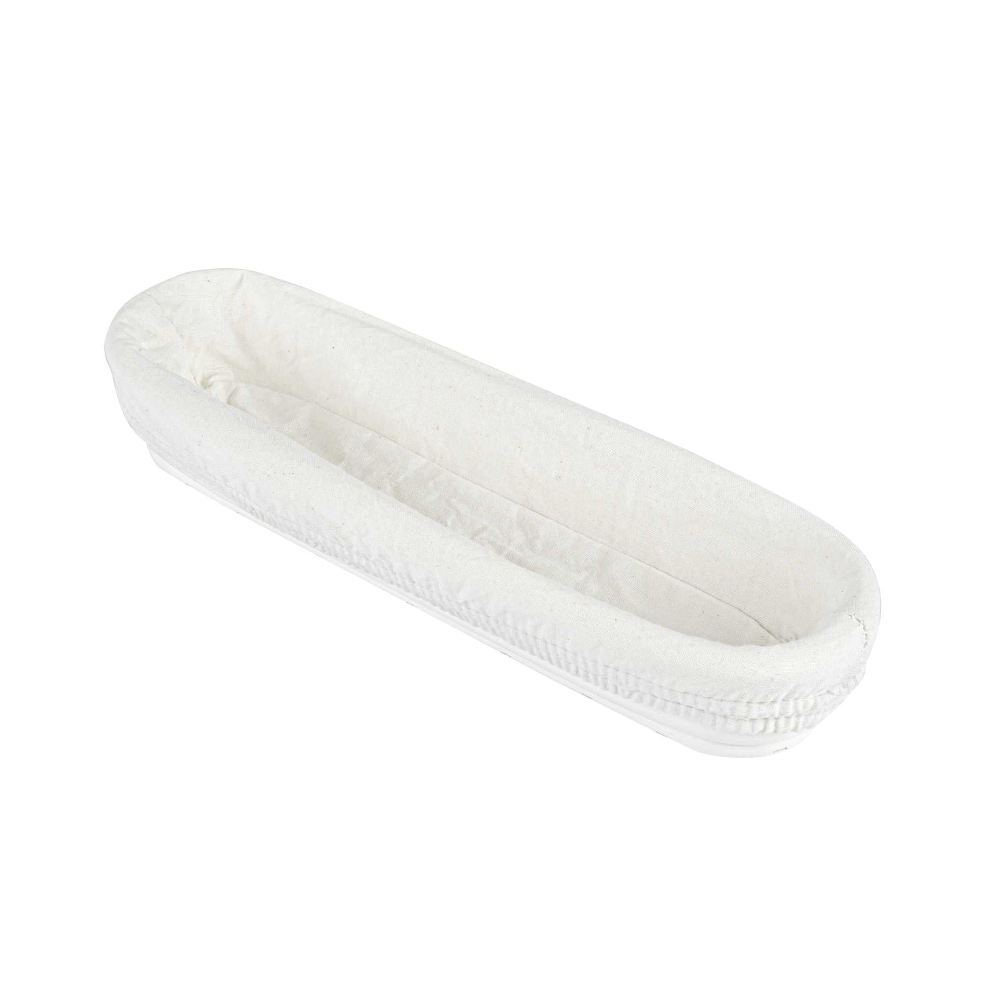 Pastry Tek Rattan Long Oval Natural Banneton Proofing Basket - with 2 Cotton Liners - 13 1/2" x 4" x 2 1/4" - 1 count box