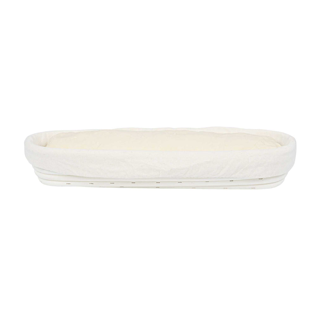 Pastry Tek Rattan Long Oval Natural Banneton Proofing Basket - with 2 Cotton Liners - 13 1/2" x 4" x 2 1/4" - 1 count box