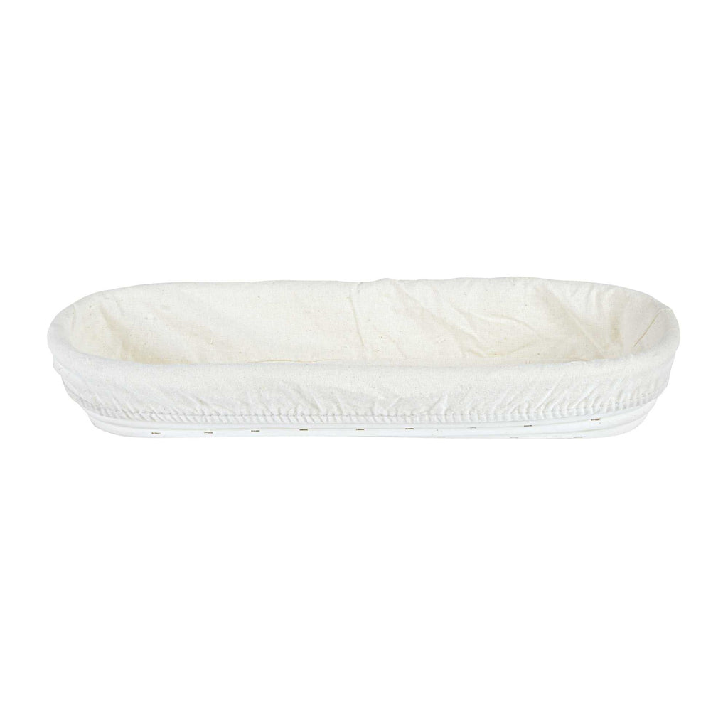 Pastry Tek Rattan Long Oval Natural Banneton Proofing Basket - with 2 Cotton Liners - 13 1/2" x 4" x 2 1/4" - 1 count box