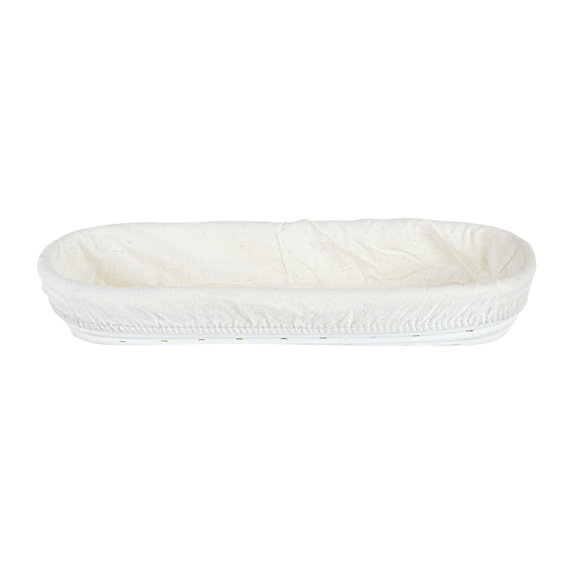 Pastry Tek Rattan Long Oval Natural Banneton Proofing Basket - with 2 Cotton Liners - 13 1/2" x 4" x 2 1/4" - 10 count box