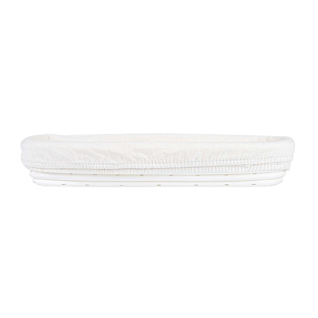 Pastry Tek Rattan Long Oval Natural Banneton Proofing Basket - with 2 Cotton Liners - 13 1/2" x 4" x 2 1/4" - 10 count box