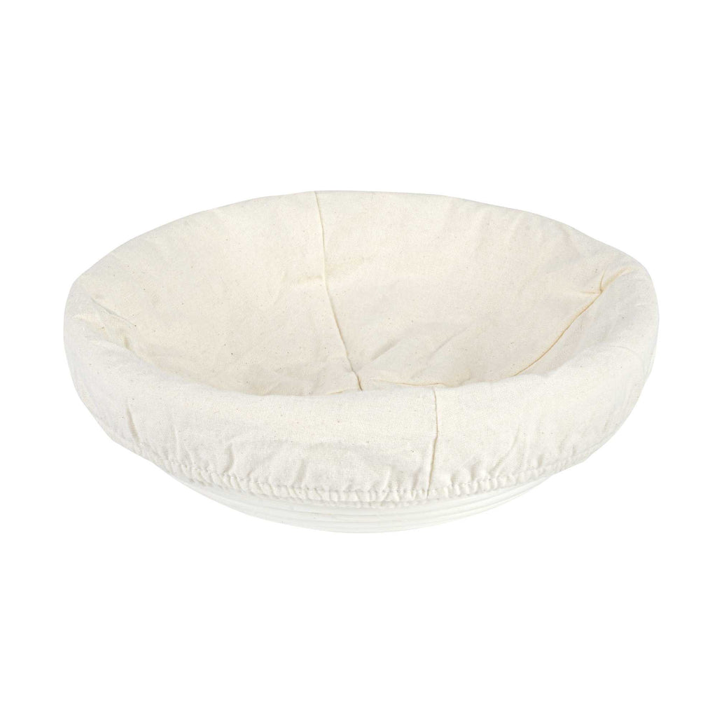 Pastry Tek Rattan Round Natural Banneton Proofing Basket - with 2 Cotton Liners - 9" x 9" x 3 1/4" - 1 count box