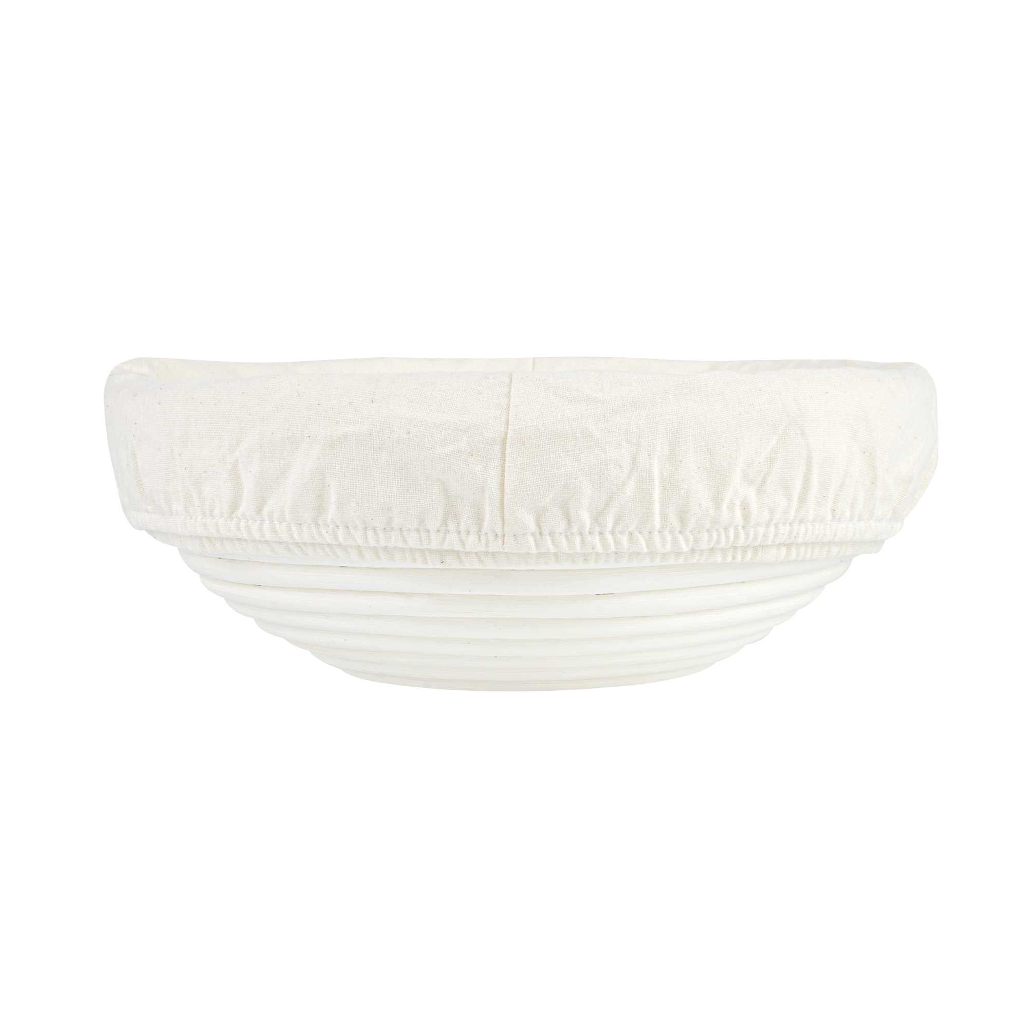 Pastry Tek Rattan Round Natural Banneton Proofing Basket - with 2 Cotton Liners - 9" x 9" x 3 1/4" - 1 count box