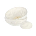 Pastry Tek Rattan Round Natural Banneton Proofing Basket - with 2 Cotton Liners - 9" x 9" x 3 1/4" - 10 count box