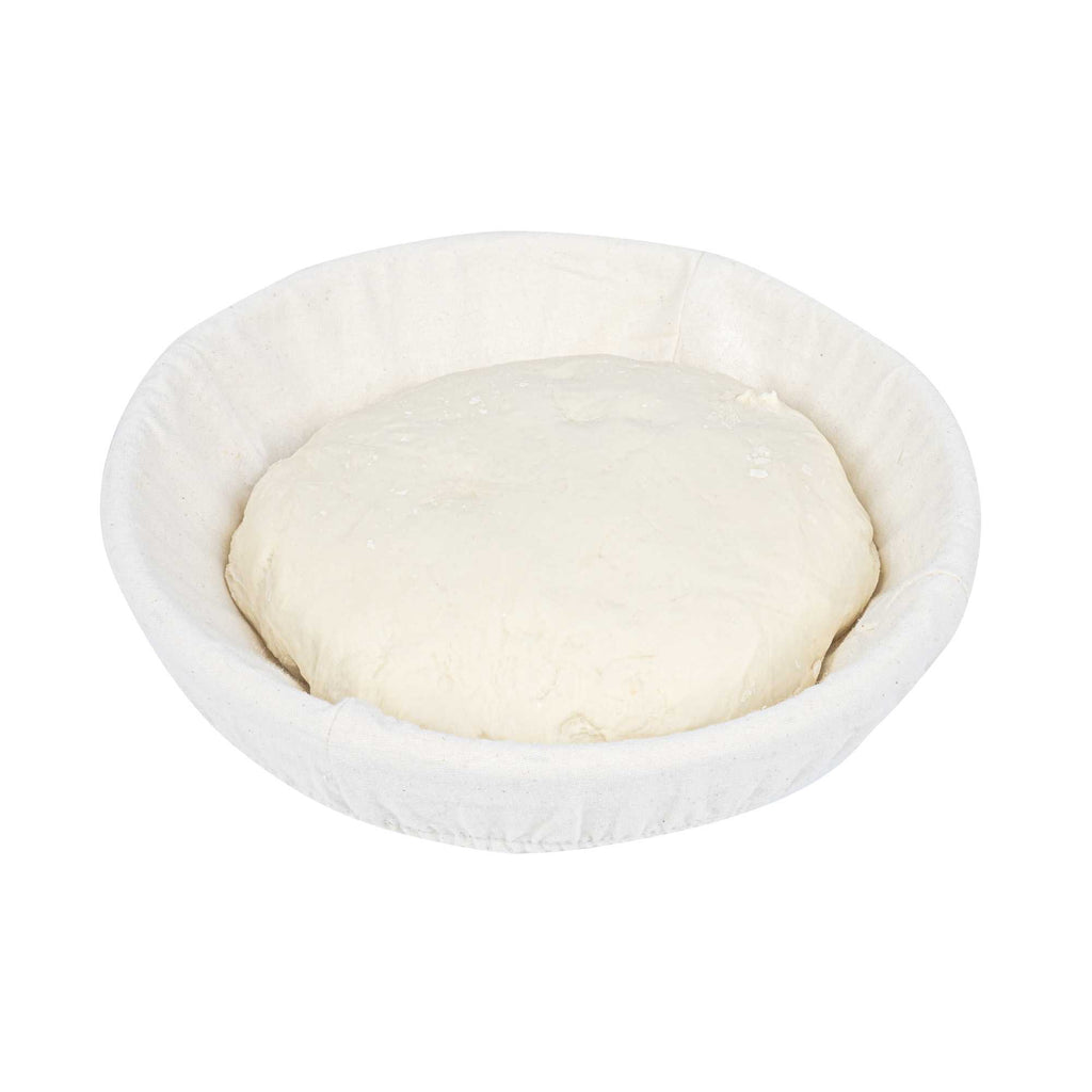 Pastry Tek Rattan Round Natural Banneton Proofing Basket - with 2 Cotton Liners - 9" x 9" x 3 1/4" - 10 count box
