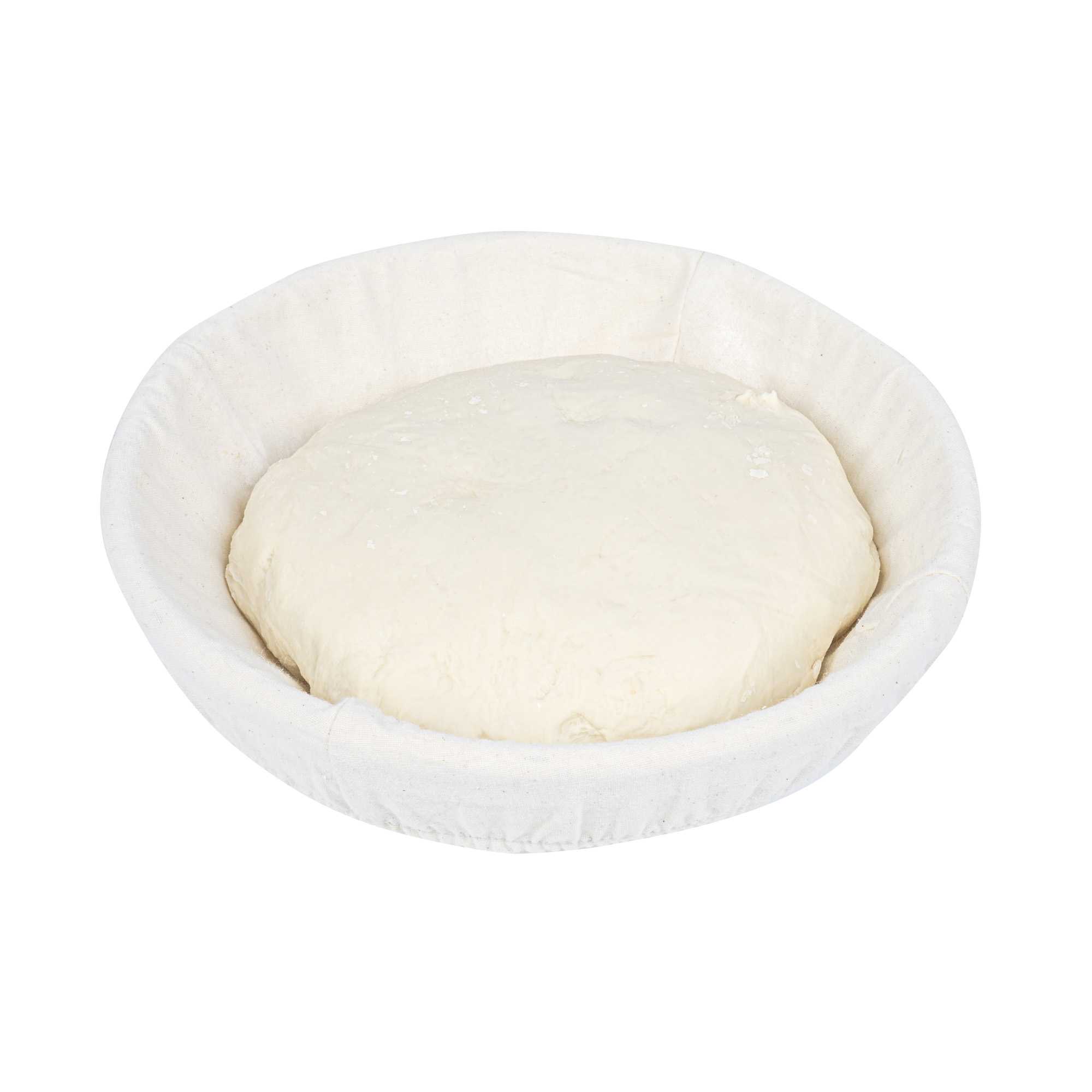 Pastry Tek Rattan Round Natural Banneton Proofing Basket - with 2 Cotton Liners - 9" x 9" x 3 1/4" - 10 count box