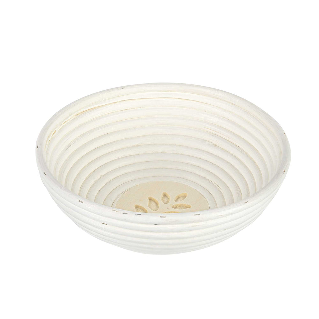 Pastry Tek Rattan Round Natural Banneton Proofing Basket - with 2 Cotton Liners - 9" x 9" x 3 1/4" - 10 count box
