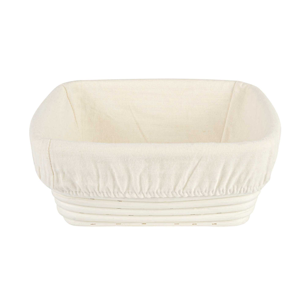 Pastry Tek Rattan Square Natural Banneton Proofing Basket - with 2 Cotton Liners - 9 3/4" x 9 3/4" x 4" - 1 count box