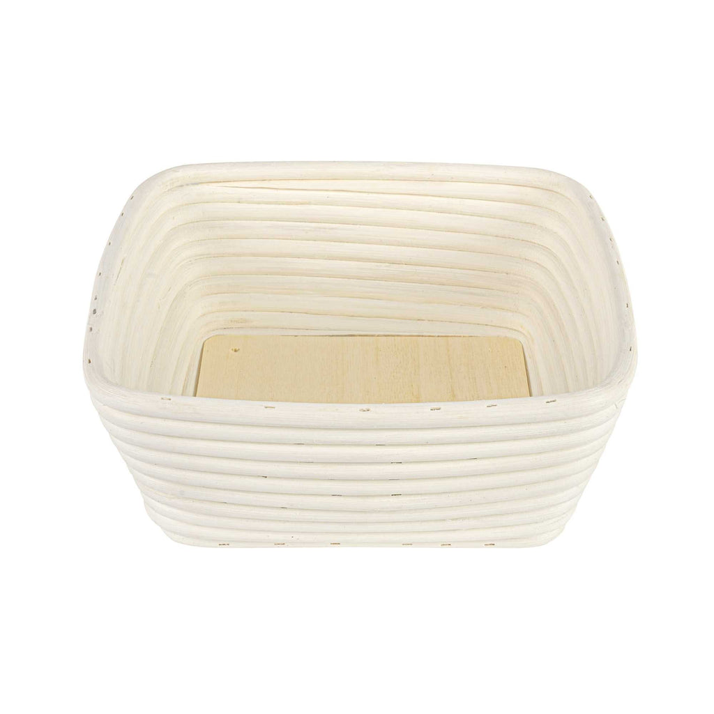 Pastry Tek Rattan Square Natural Banneton Proofing Basket - with 2 Cotton Liners - 9 3/4" x 9 3/4" x 4" - 1 count box