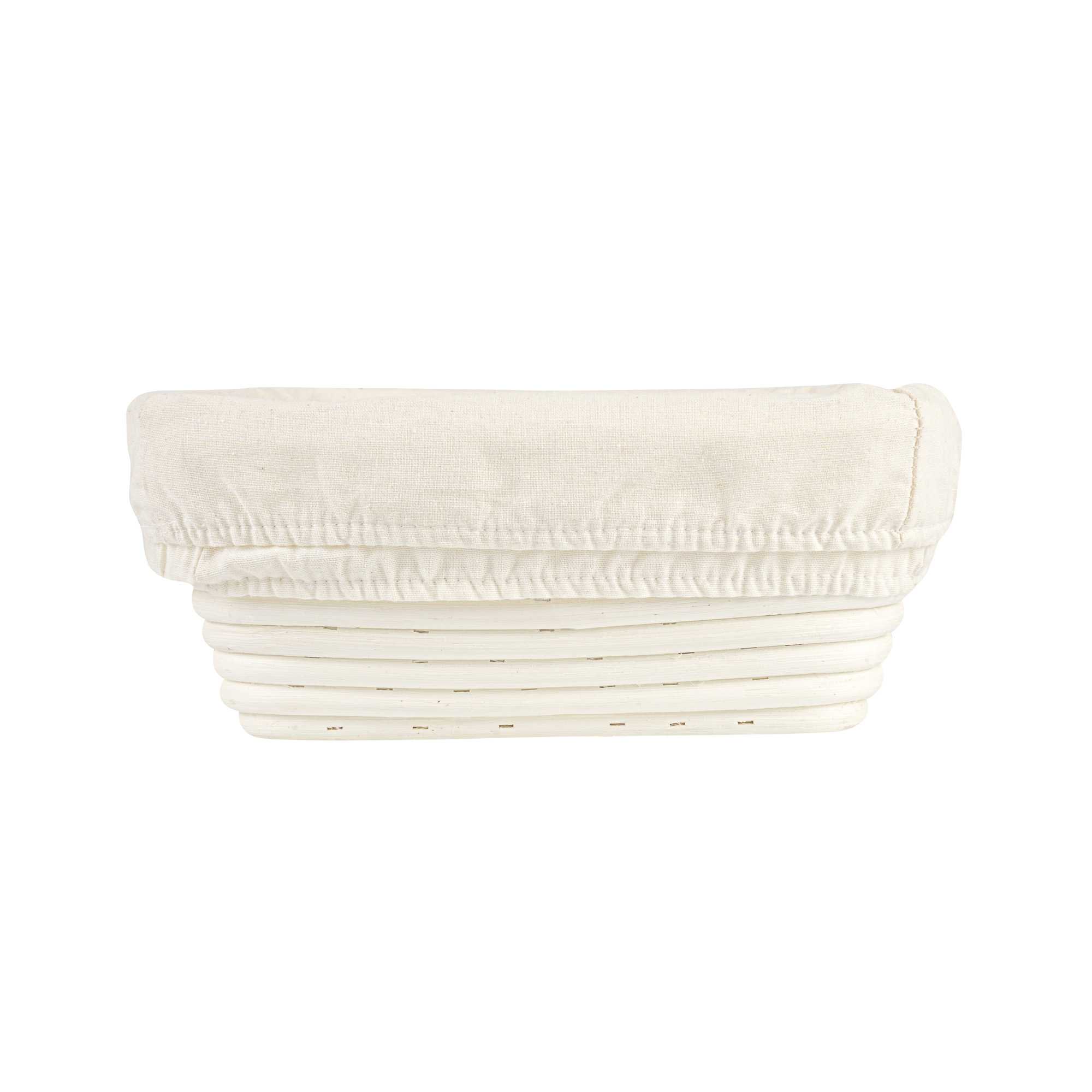 Pastry Tek Rattan Square Natural Banneton Proofing Basket - with 2 Cotton Liners - 9 3/4" x 9 3/4" x 4" - 10 count box