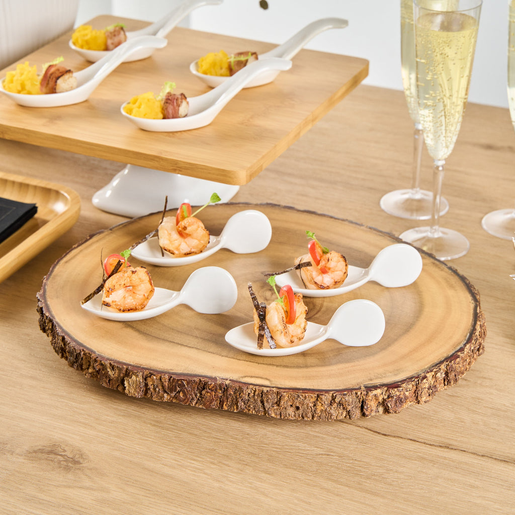 Chef 101 Fish White Porcelain Spoon - 4" x 1 1/2" x 1 1/4" - 10 count box