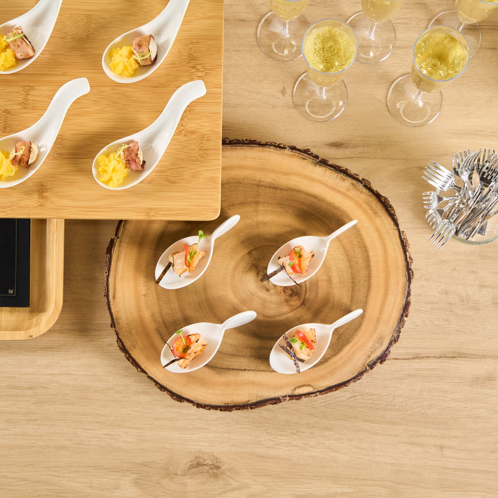 Chef 101 Fish White Porcelain Spoon - 4" x 1 1/2" x 1 1/4" - 10 count box