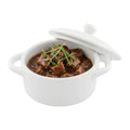 Chef 101 3 oz Round White Porcelain Mini Cocotte - 4 1/4" x 3" x 2 1/2" - 10 count box