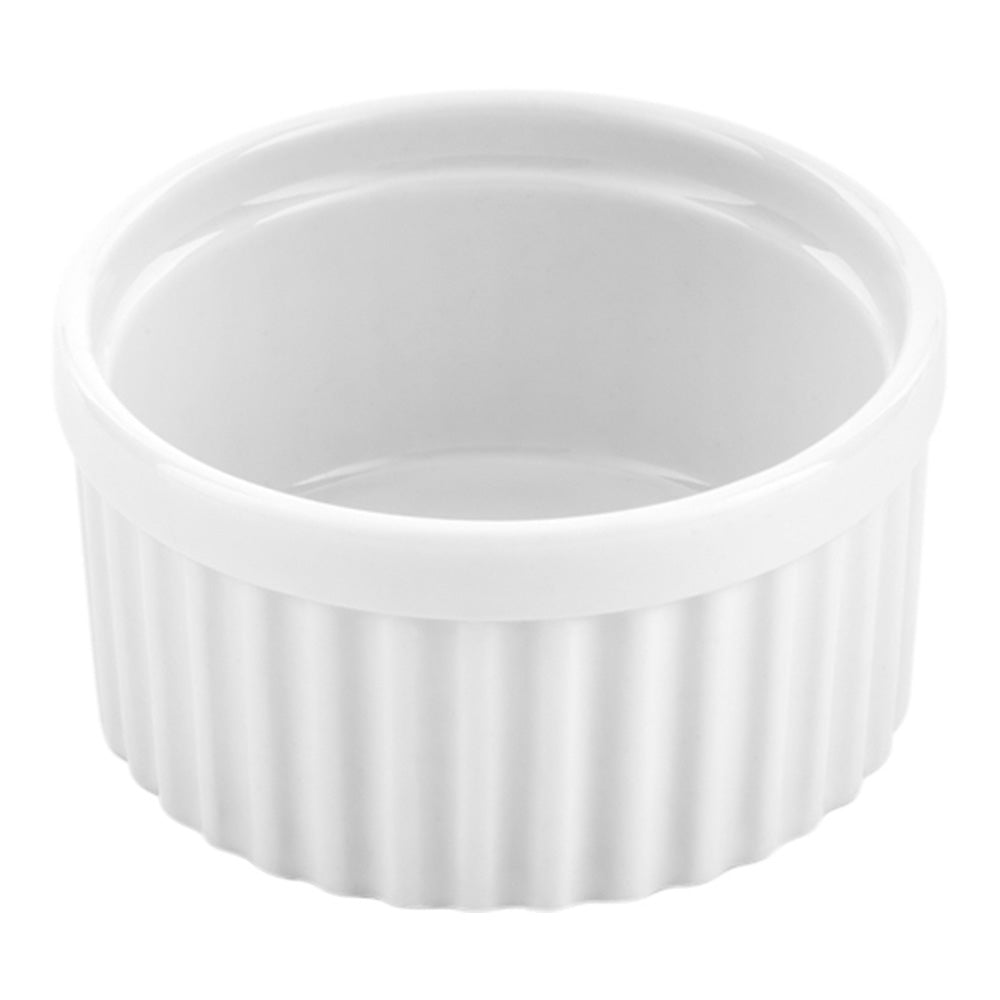 Chef 101 5 oz Round White Porcelain Mini Ramekin - 3" x 3" x 1 1/2" - 10 count box