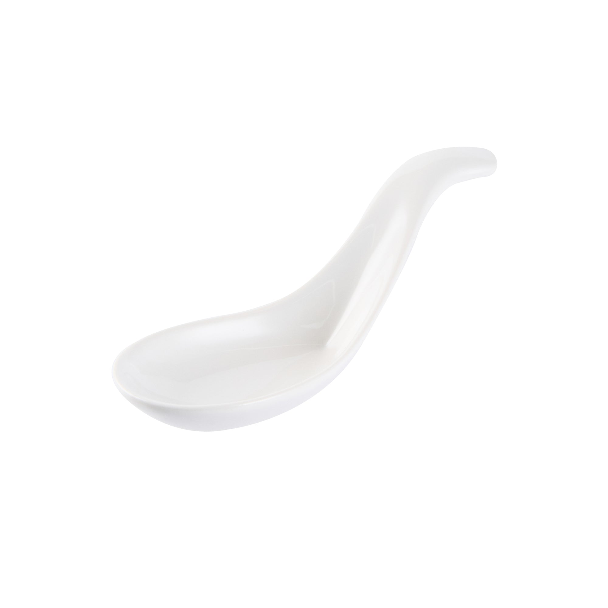 Chef 101 White Porcelain Wave Spoon - 5" x 1 3/4" x 1" - 10 count box