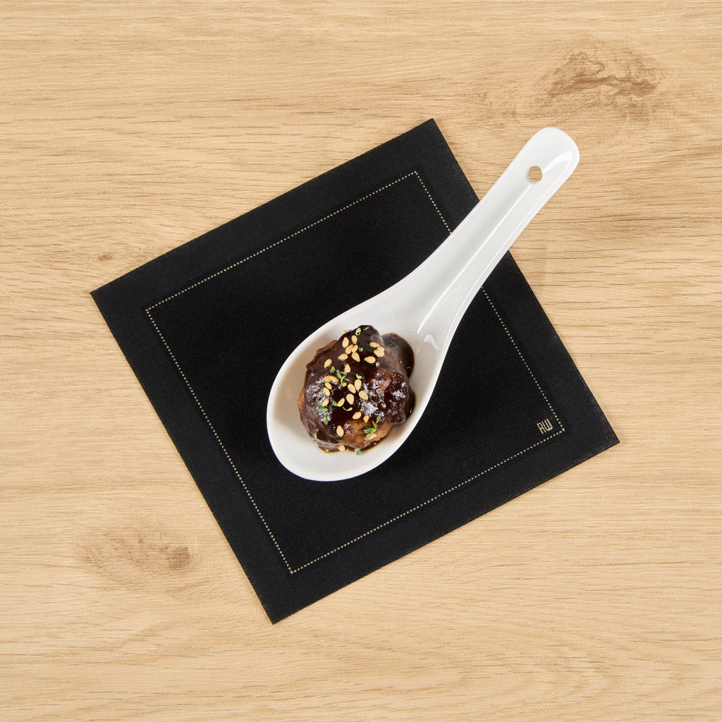 Chef 101 White Porcelain Asian Spoon - 5" x 1 3/4" x 2" - 10 count box