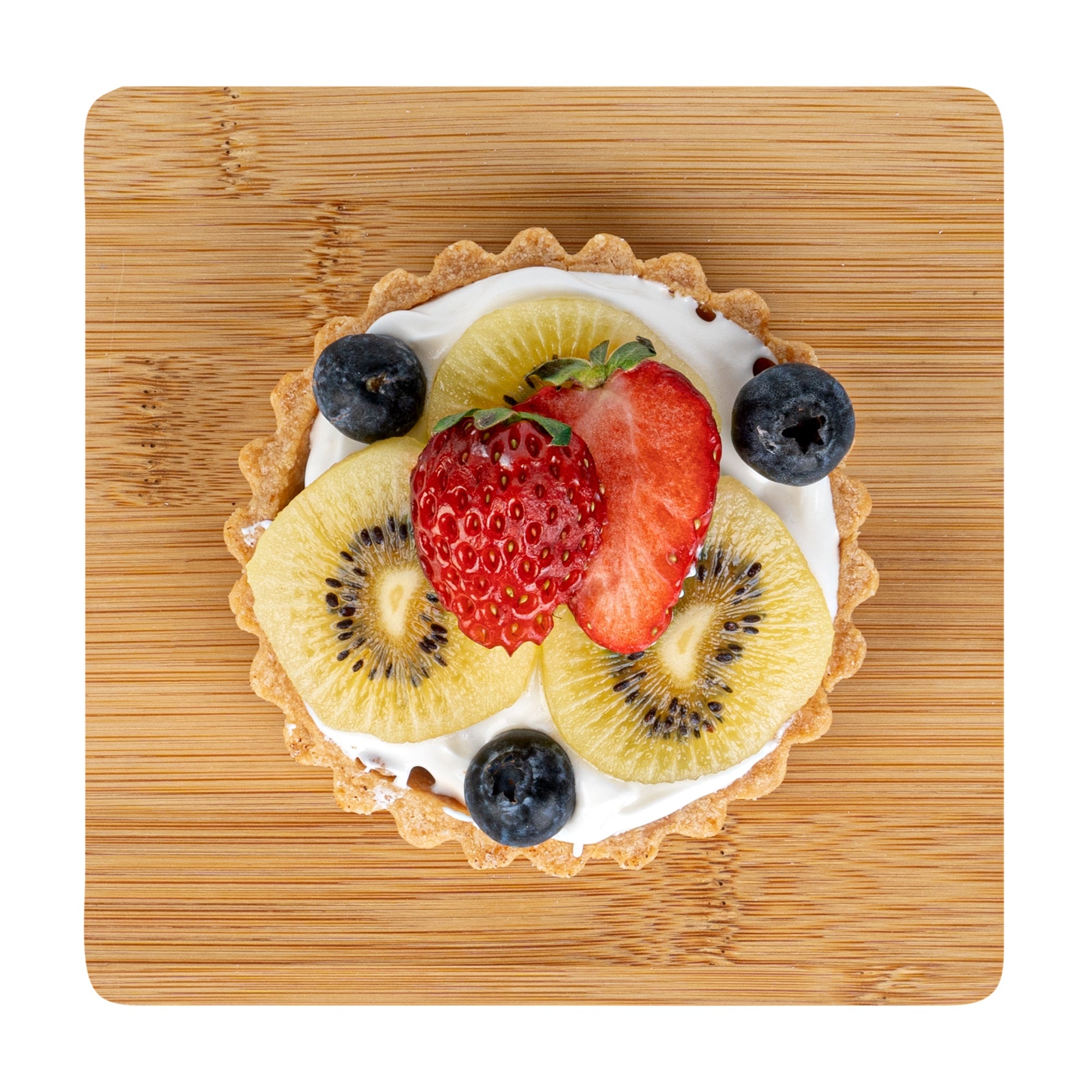 Chef 101 Hamptons Square Bamboo Serving Stand - with Porcelain Base - 5 1/2" x 5 1/2" x 2 1/2" - 1 count box