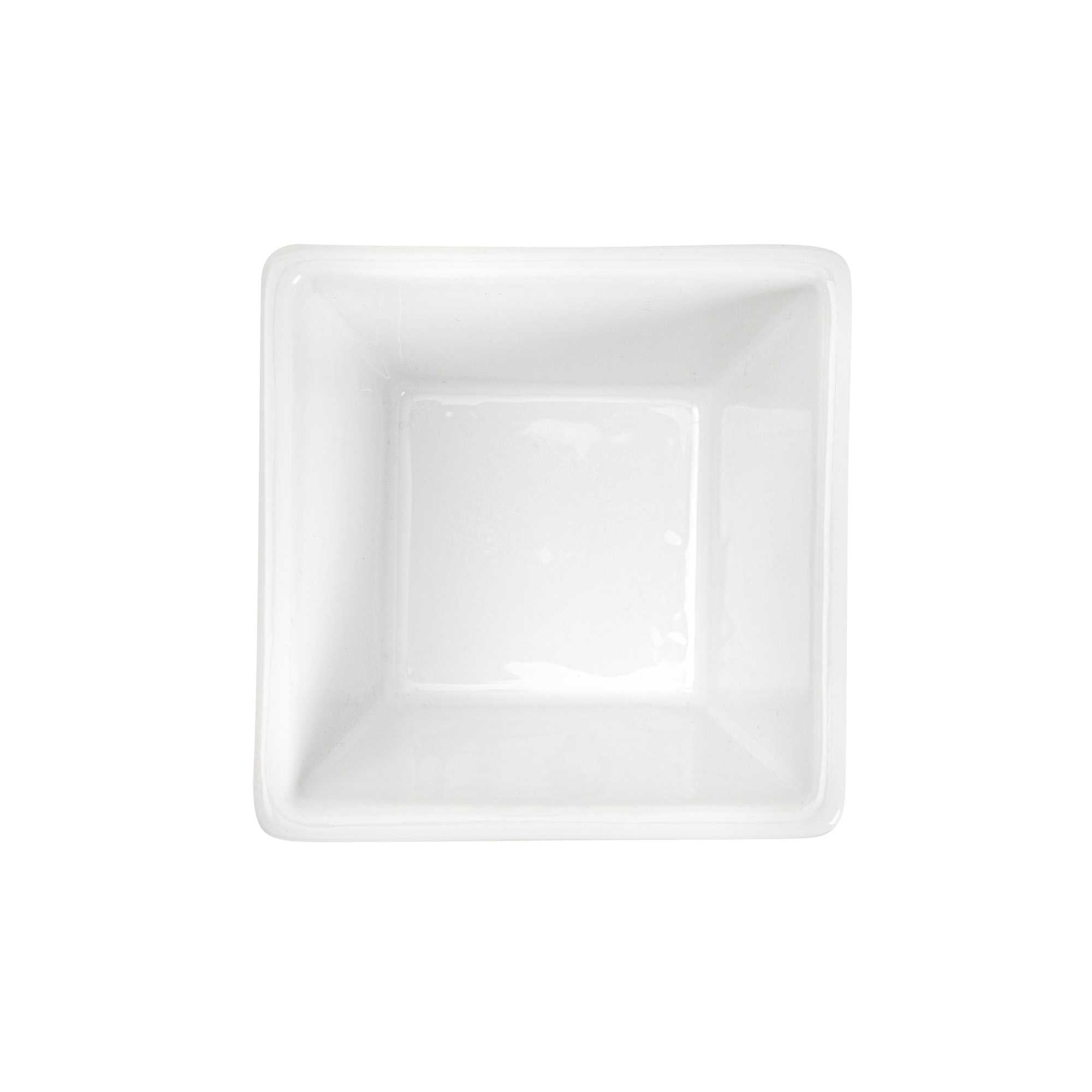 Chef 101 6 oz Square White Porcelain Kova Bowl - 3 1/2" x 3 1/2" x 2 1/2" - 10 count box