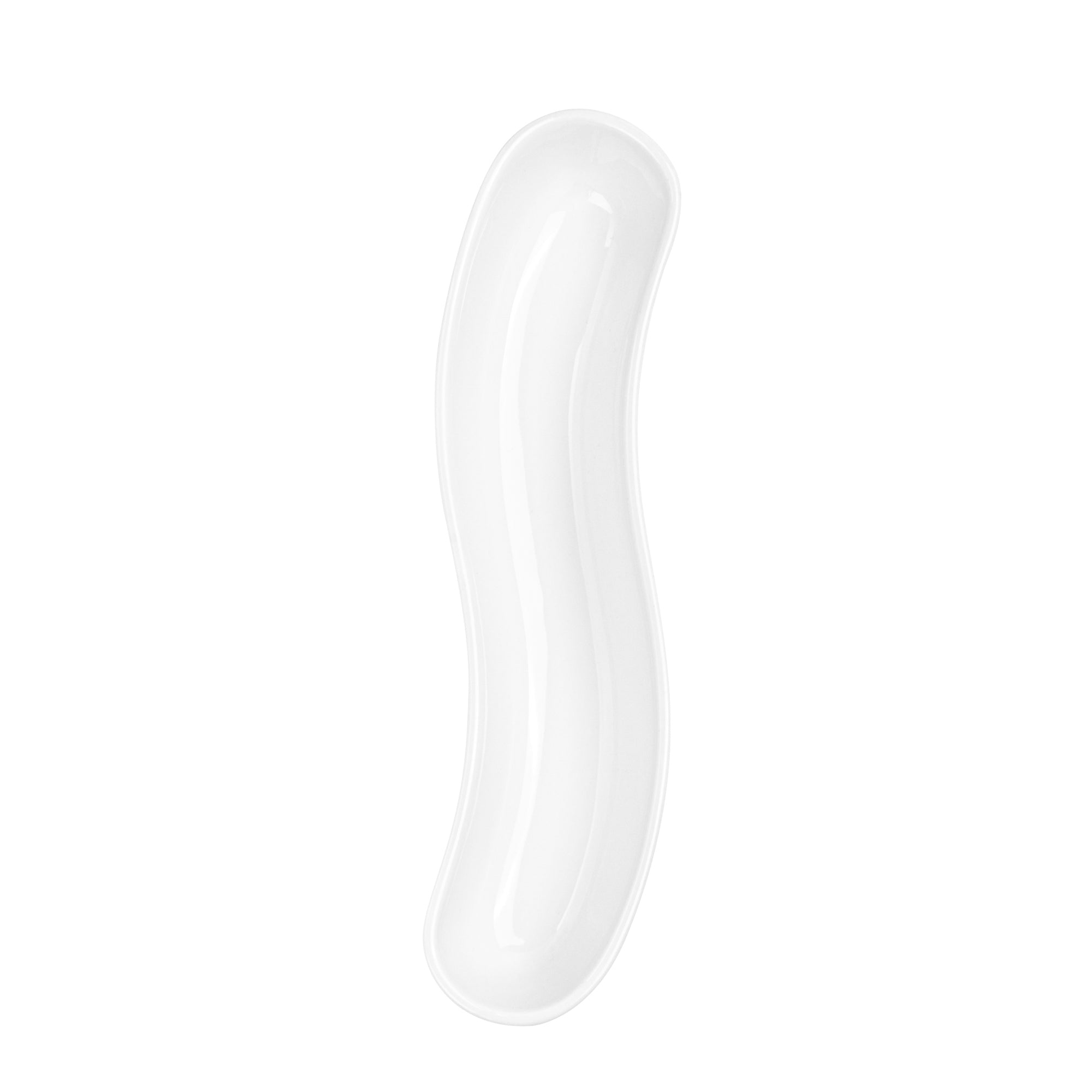 Chef 101 Swerve 6 oz Curved White Porcelain Olive Plate - 8 3/4" x 2 1/4" x 1 1/2" - 1 count box