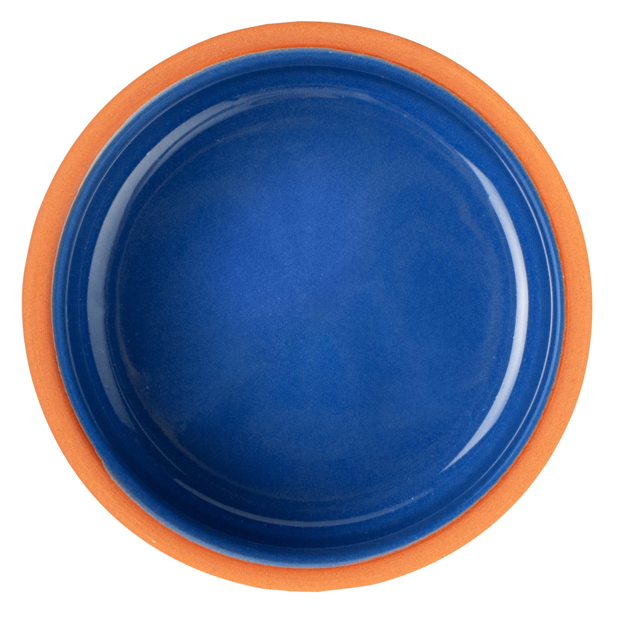 Terra Tek 3 oz Terracotta Cazuela Bowl - Blue Glazed Interior, Oven-Safe, Microwave-Safe - 3 1/4'' x 3 1/4'' x 1 1/2'' - 2 count box