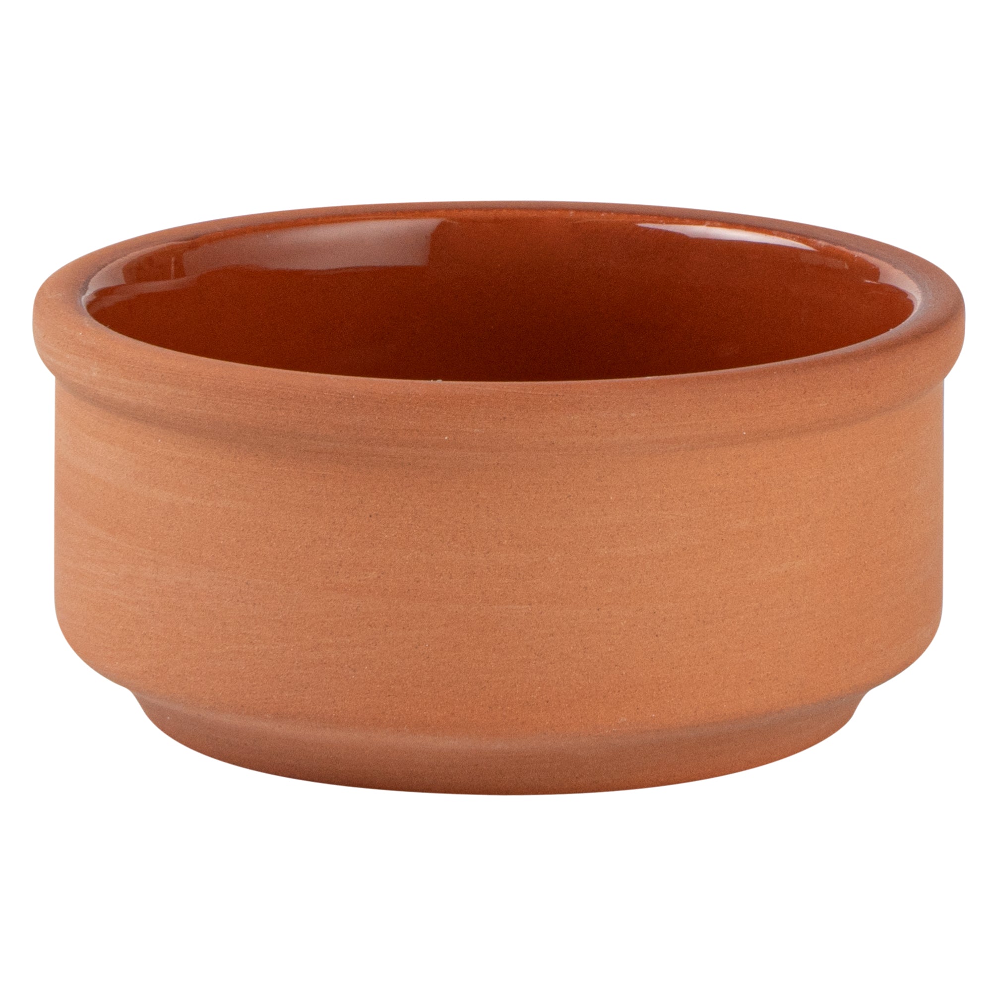 Terra Tek 3 oz Terracotta Cazuela Bowl - Brown Glazed Interior, Oven-Safe, Microwave-Safe - 3 1/4'' x 3 1/4'' x 1 1/2'' - 2 count box