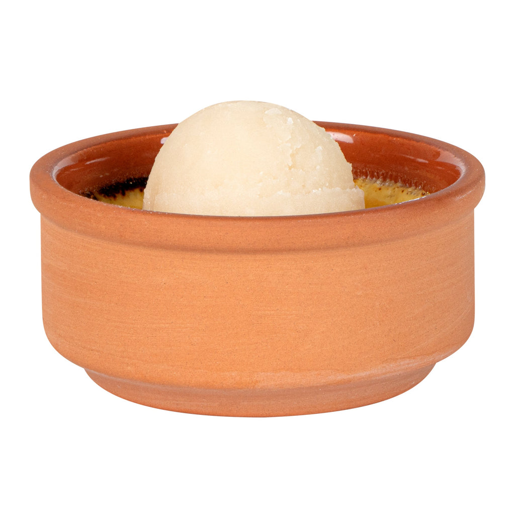 Terra Tek 3 oz Terracotta Cazuela Bowl - Brown Glazed Interior, Oven-Safe, Microwave-Safe - 3 1/4" x 3 1/4" x 1 1/2" - 10 count box