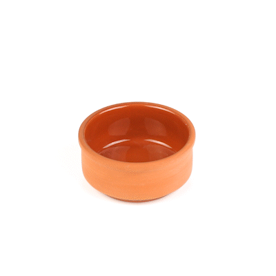 Terra Tek 3 oz Terracotta Cazuela Bowl - Brown Glazed Interior, Oven-Safe, Microwave-Safe - 3 1/4" x 3 1/4" x 1 1/2" - 10 count box