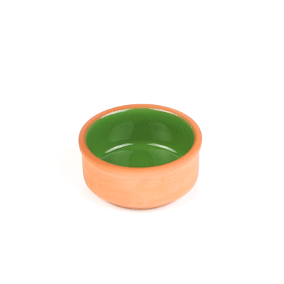 Terra Tek 3 oz Terracotta Cazuela Bowl - Green Glazed Interior, Oven-Safe, Microwave-Safe - 3 1/4'' x 3 1/4'' x 1 1/2'' - 10 count box