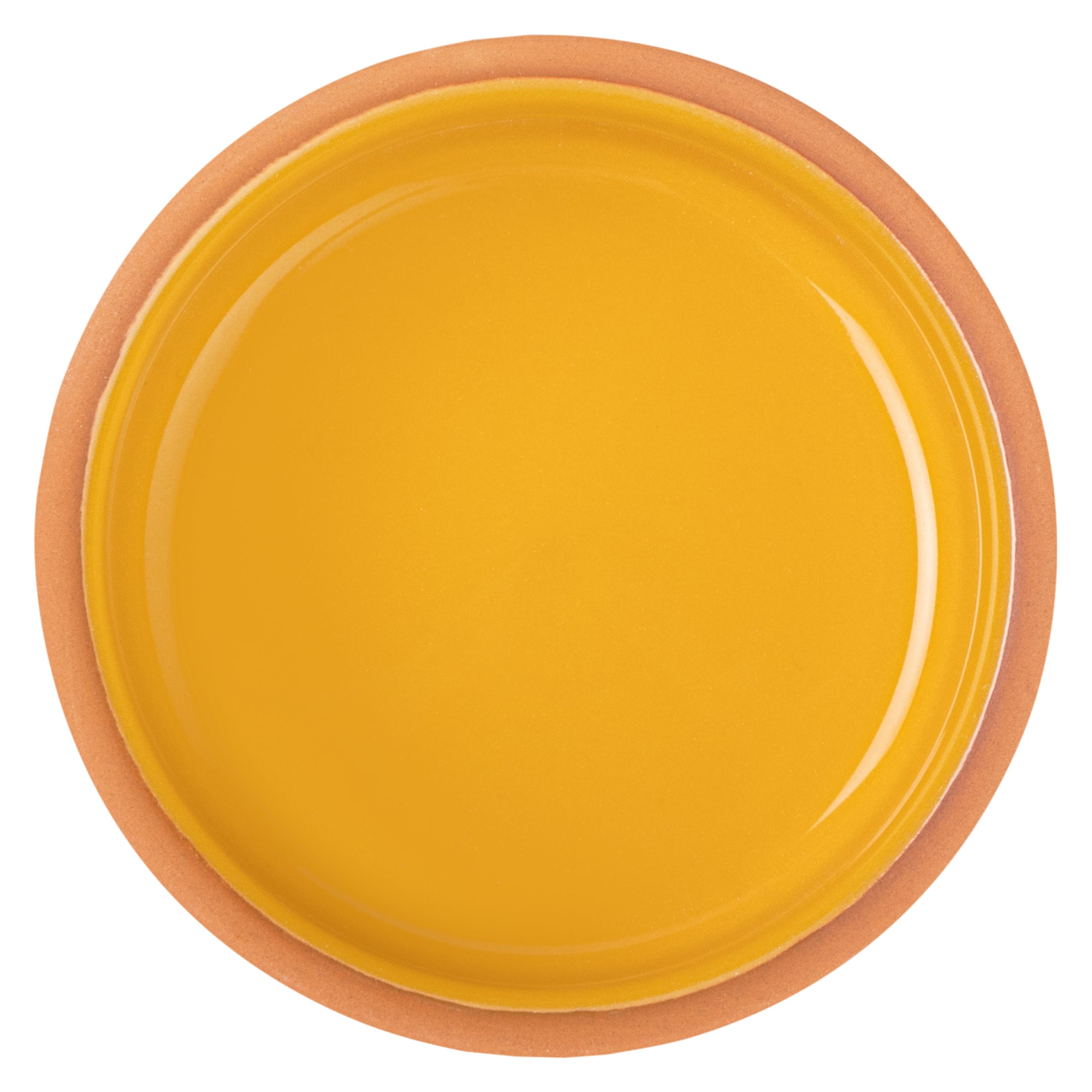 Terra Tek 3 oz Terracotta Cazuela Bowl - Yellow Glazed Interior, Oven-Safe, Microwave-Safe - 3 1/4'' x 3 1/4'' x 1 1/2'' - 10 count box