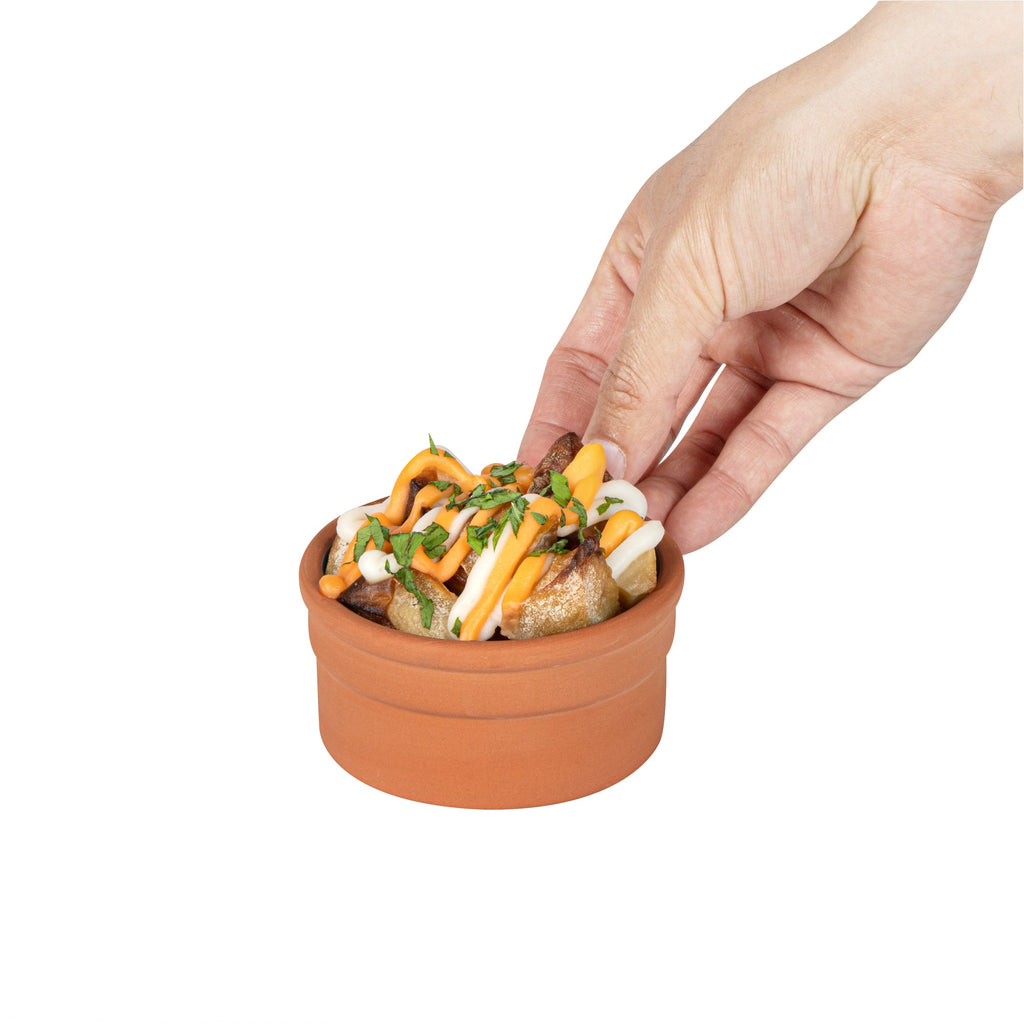 Terra Tek 5 oz Terracotta Cazuela Bowl - Blue Glazed Interior, Oven-Safe, Microwave-Safe - 3 3/4" x 3 3/4" x 1 3/4" - 2 count box