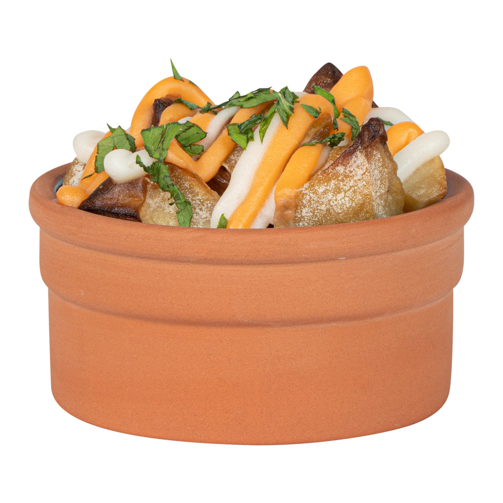Terra Tek 5 oz Terracotta Cazuela Bowl - Blue Glazed Interior, Oven-Safe, Microwave-Safe - 3 3/4" x 3 3/4" x 1 3/4" - 10 count box