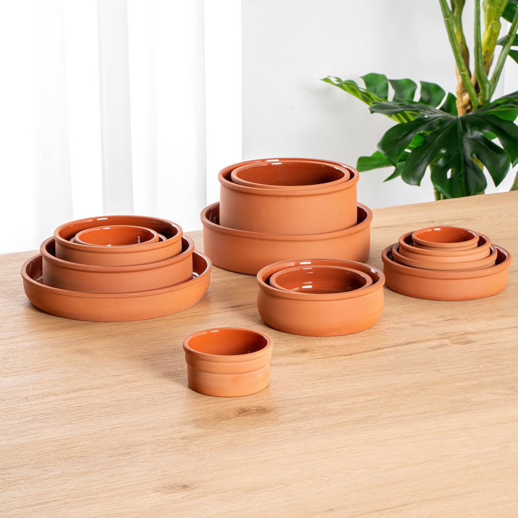 Terra Tek 5 oz Terracotta Cazuela Bowl - Brown Glazed Interior, Oven-Safe, Microwave-Safe - 3 3/4" x 3 3/4" x 1 3/4" - 10 count box